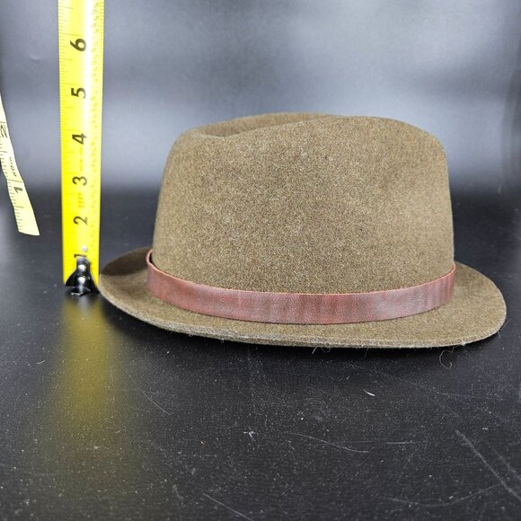Pendleton Fedora Hat Lid Medium 22" Green Olive Wool Leather Band Classic USA - Picture 9 of 9
